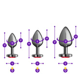 Presale Only - Cheeky Charms - Metal Butt Plug  Gunmetal - Heart Dark Red - Anal Trainer Kit